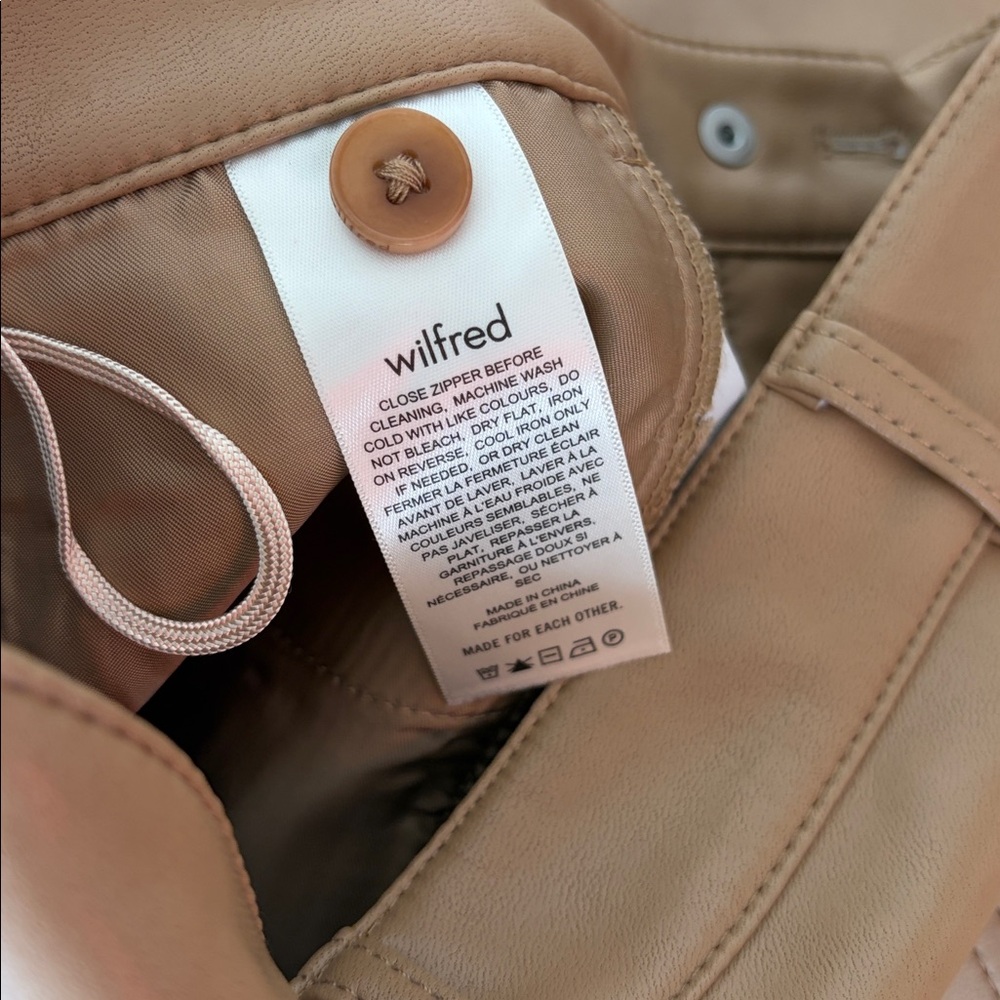 Aritzia Wilfred Rebel Pant Vegan Leather Tan Pants Size 2 - Picture 8 of 8